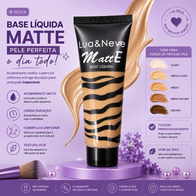 Base líquida matte Lua&Neve