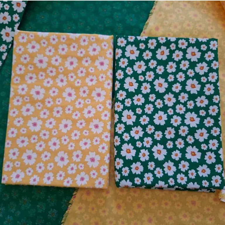 Kit 2 Tecido Tricoline Floral Fundo Tinto 100% Algodão 50x150 Patchwork Costura Criativa
