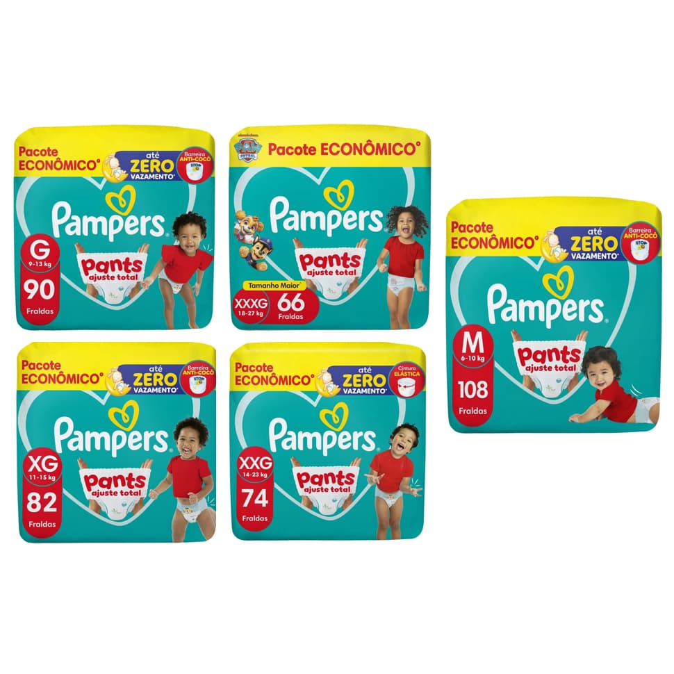 Fralda Pampers Pants Ajuste Total  Original Pampers Pacote Econômico