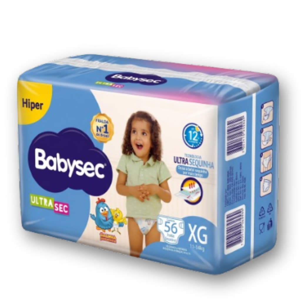 Fraldas Descartavel Babysec Hiper - Promoção Galinha Pintadinha - Tam XG - 56 unidades