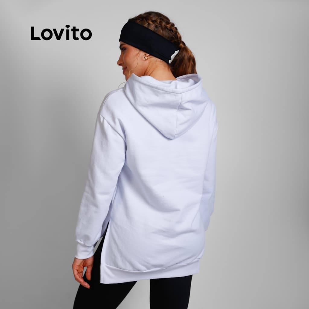 Lovito Conjunto Longo Feminino Inverno Moletom Oversized Estampado BRPSB16531683
