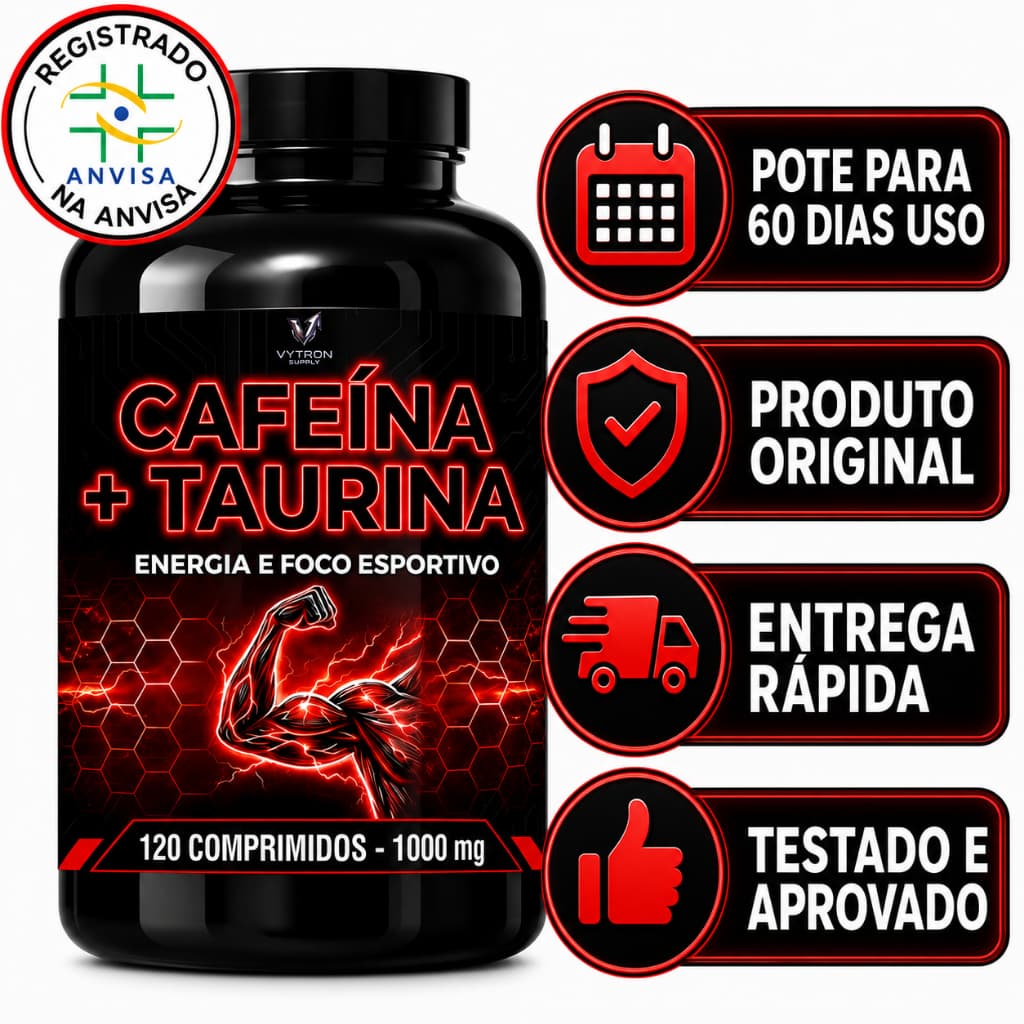 Cafeína Termogênico ORIGINAL Pré Treino com Taurina 120 Comprimidos - POTE PARA 60 DIAS USO