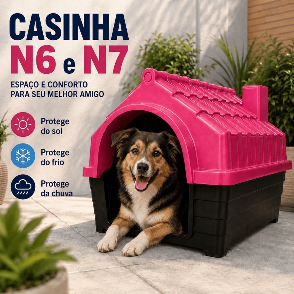 Casinha N6 e N7 Cachorro Pequeno/Médios Casa  Pet Com Proteção Raios UV | ENVIO RÁPIDO