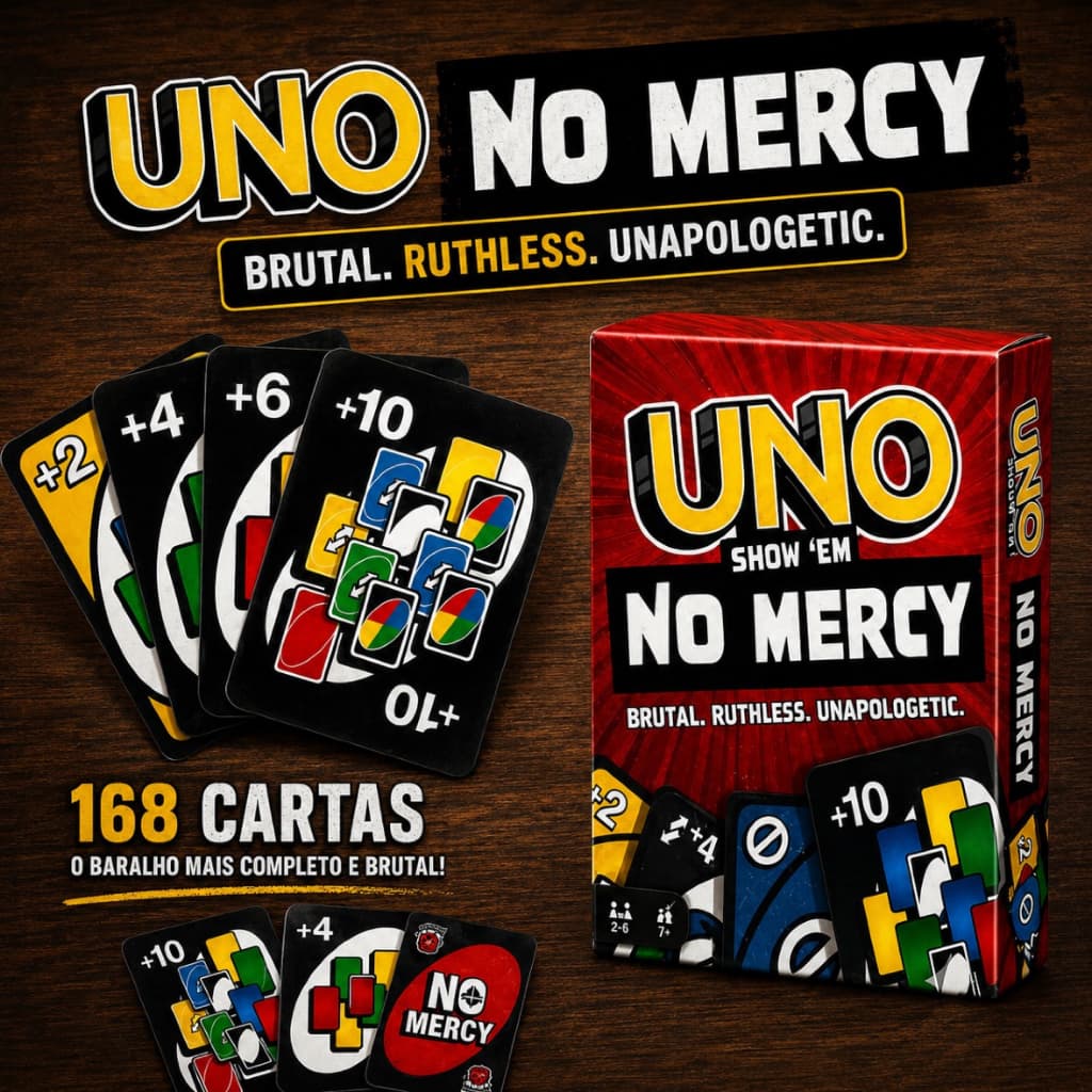Uno no Mercy 168 Cartas - Sem Piedade - Jogos de Cartas para Amigos e Famílias - Brinquedo Genérico