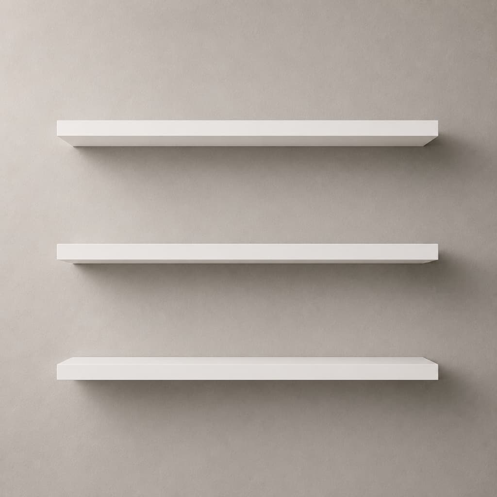 Kit 3 Prateleiras Parede MDF 15mm 60x15cm Branca Fitada nos 4 Lados Suporte Invisível Nicho Decorativo
