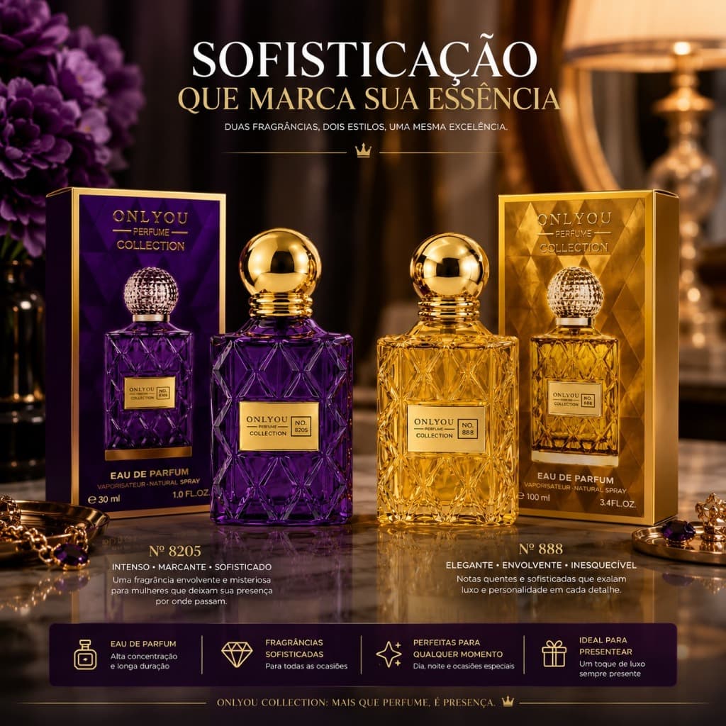 Kit Perfumes Onlyou Collection Feminino Nº 8205 e Nº 888 | Eau de Parfum Importado | Longa Duração| Fixação Prolongada