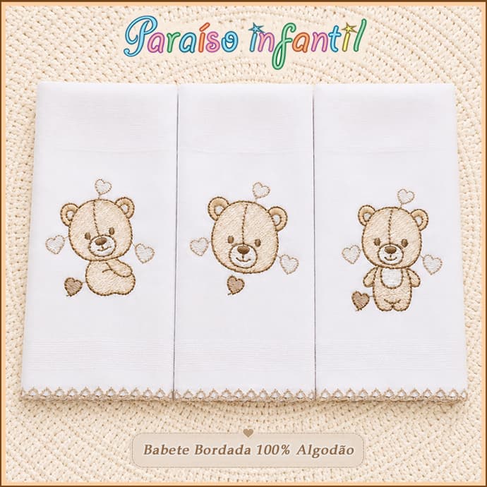 KIT 3 Fralda de Boca , Babete , Pano de boca , Lenço de boca 33x33cm 100% Algodão