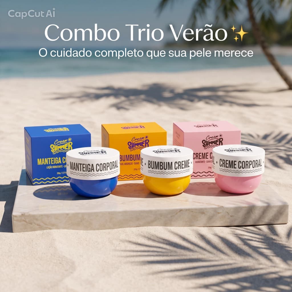 Kit Cream Summer JummyJu 3 Produtos 230g | Manteiga Corporal + Creme Corporal + Bumbum Creme Hidratante