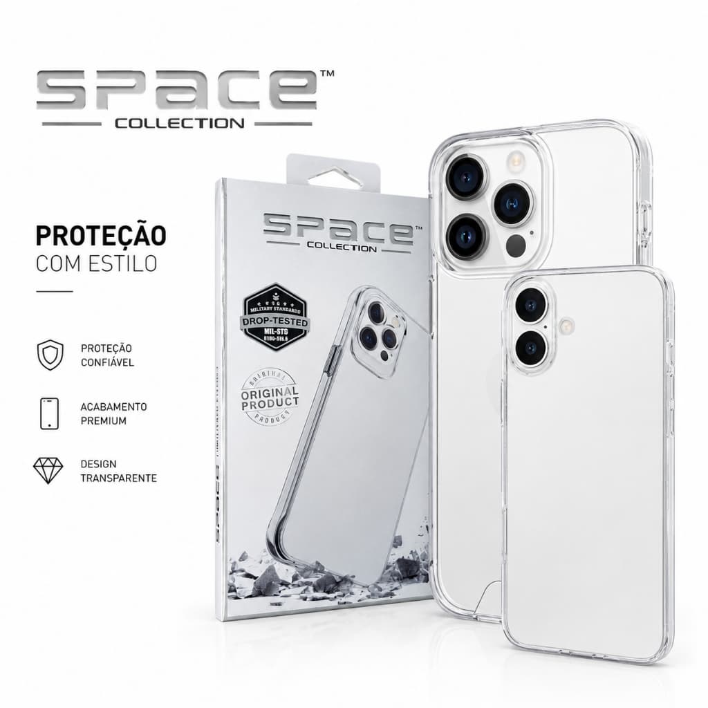 Capa Capinha Space Acrílico Transparente Anti Impacto iPhone 7 8 Plus XR 11 12 13 14 15 16 17 ProMax
