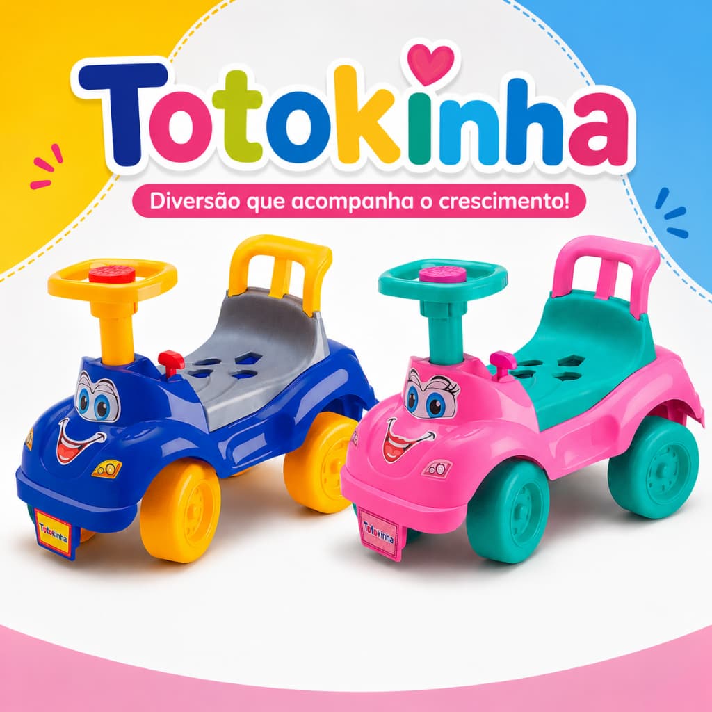 Carrinho De Passeio Totokinha Clássica Triciclo Andador Azul Menino E Menina - Cardoso