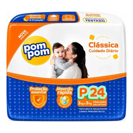 Fraldas Descartáveis na Promoção Pompom Clássica Jumbo Kits Disponíveis - Todos os tamanhos