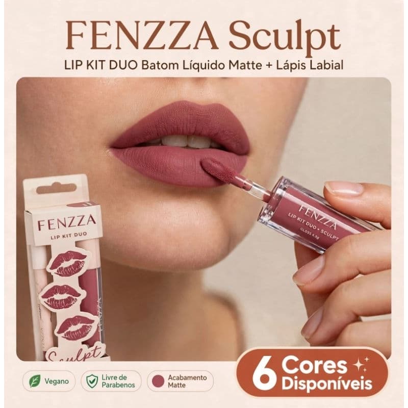 FENZZA Sculpt Lip Kit Duo Batom Líquido Matte + Lápis Labial