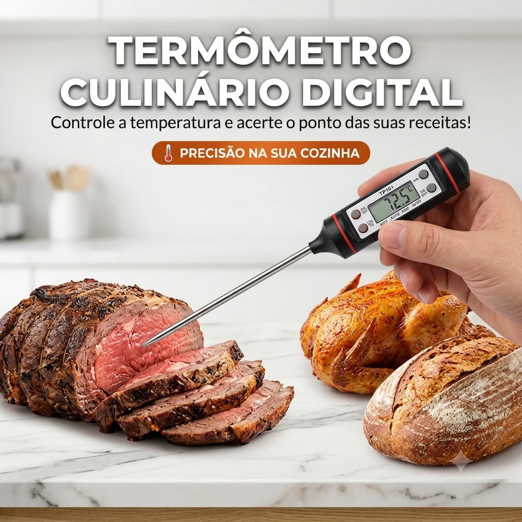 Termômetro Culinário Digital TP101 Espeto Para Alimentos Cozinha Carne Churrasco Forno Air Fryer