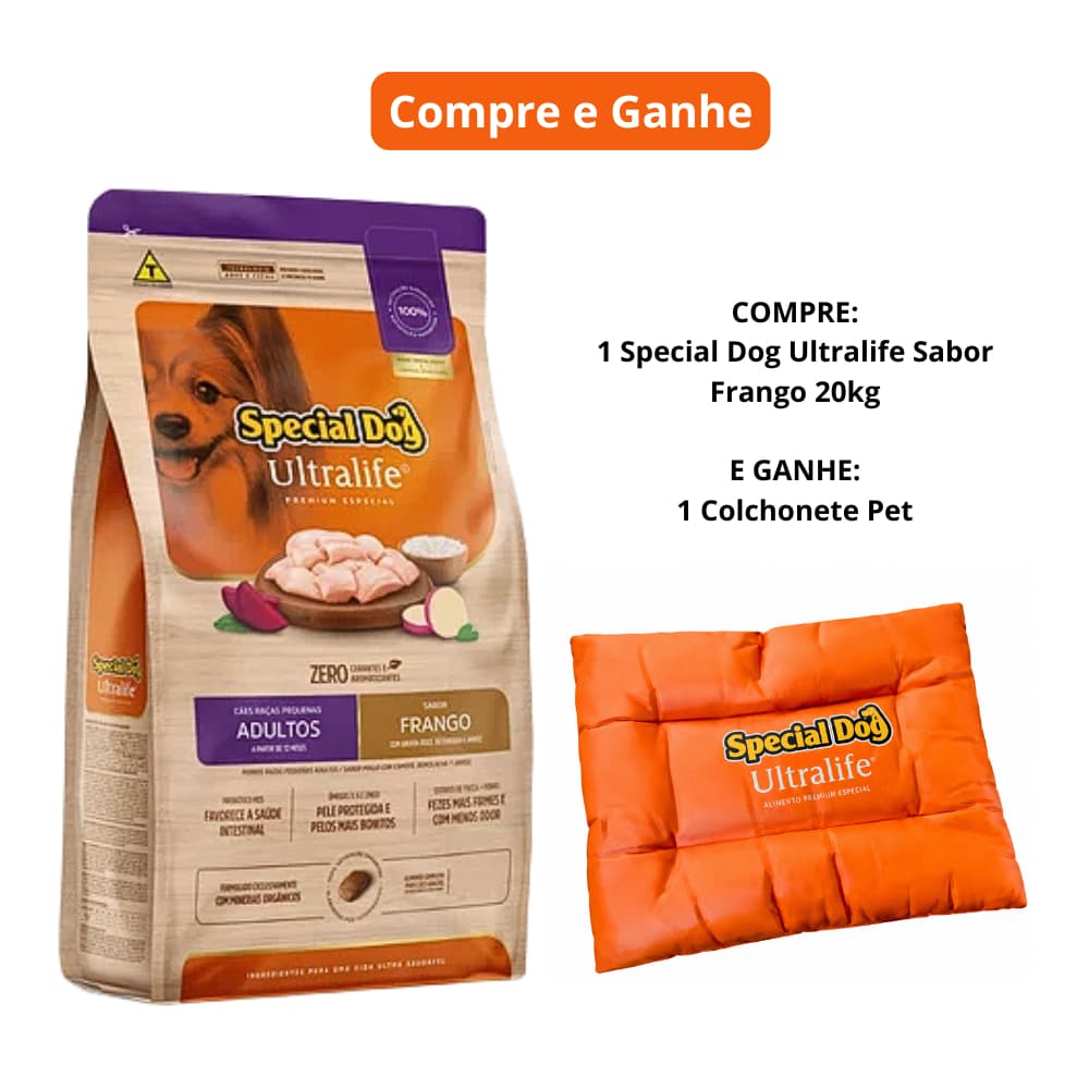 [PROMOÇÃO] Ração Special Dog Ultralife Adultos Raças Pequenas Sabor Frango 20kg + 1 Colchonete pet