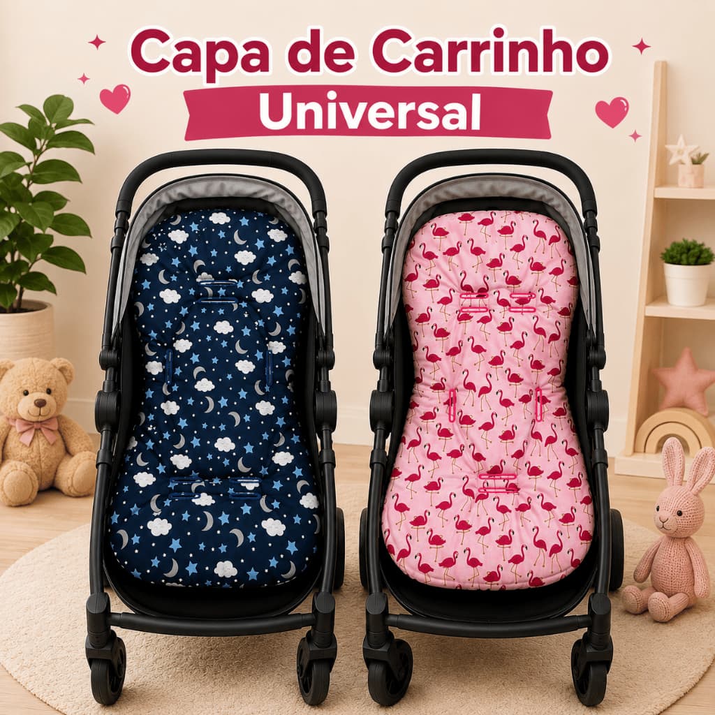 Capa Colchonete para carrinho de bebê tamanho universal dupla face galzerano cosco maxi burigotto