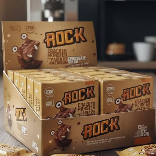 Alfajor Fit C Whey Protein Cracker Monster ROCK C12 Un Choco Belga