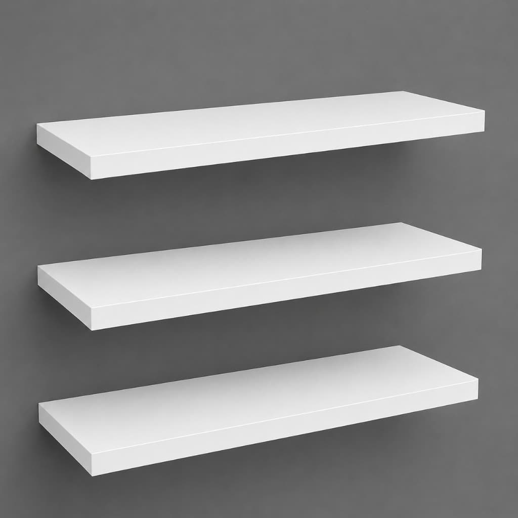Kit 3 Prateleiras Flutuantes Brancas 60x30 MDF Premium Suporte Invisível para Sala Quarto Cozinha