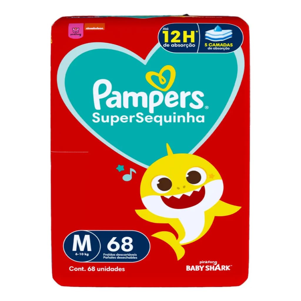 Fralda Descartável Pampers Supersequinha Super M 68 Unidades - fralda infantil