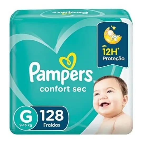 Fralda Pampers Confort Sec G - 128 Fraldas  - fralda infantil