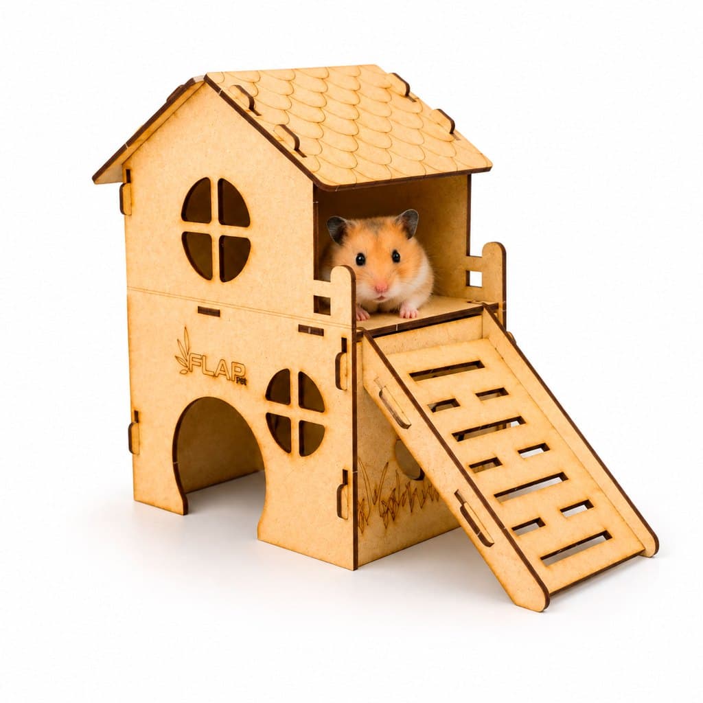 Casinha para hamster loft 2 andares flap pet com rampa toca abrigo para roedores