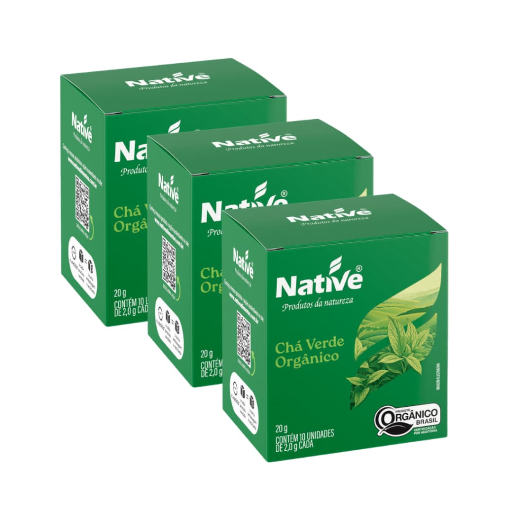 Kit 3 Chá Verde Orgânico Native Com 10 Sachês 20g