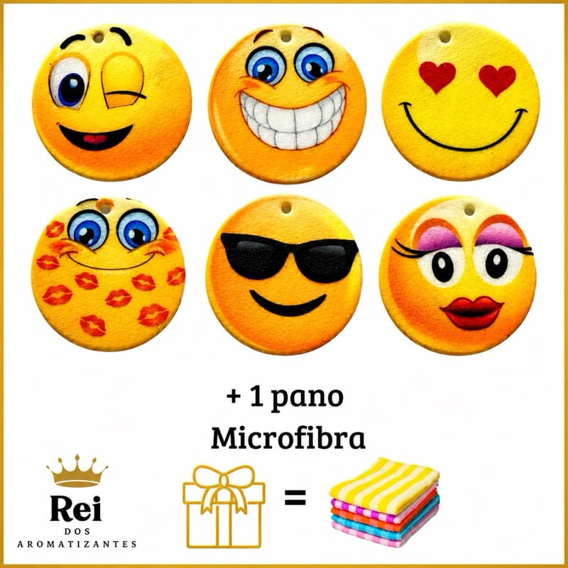 Kit com 5 Aromatizantes cheirinho para carro - Linha Emojis
