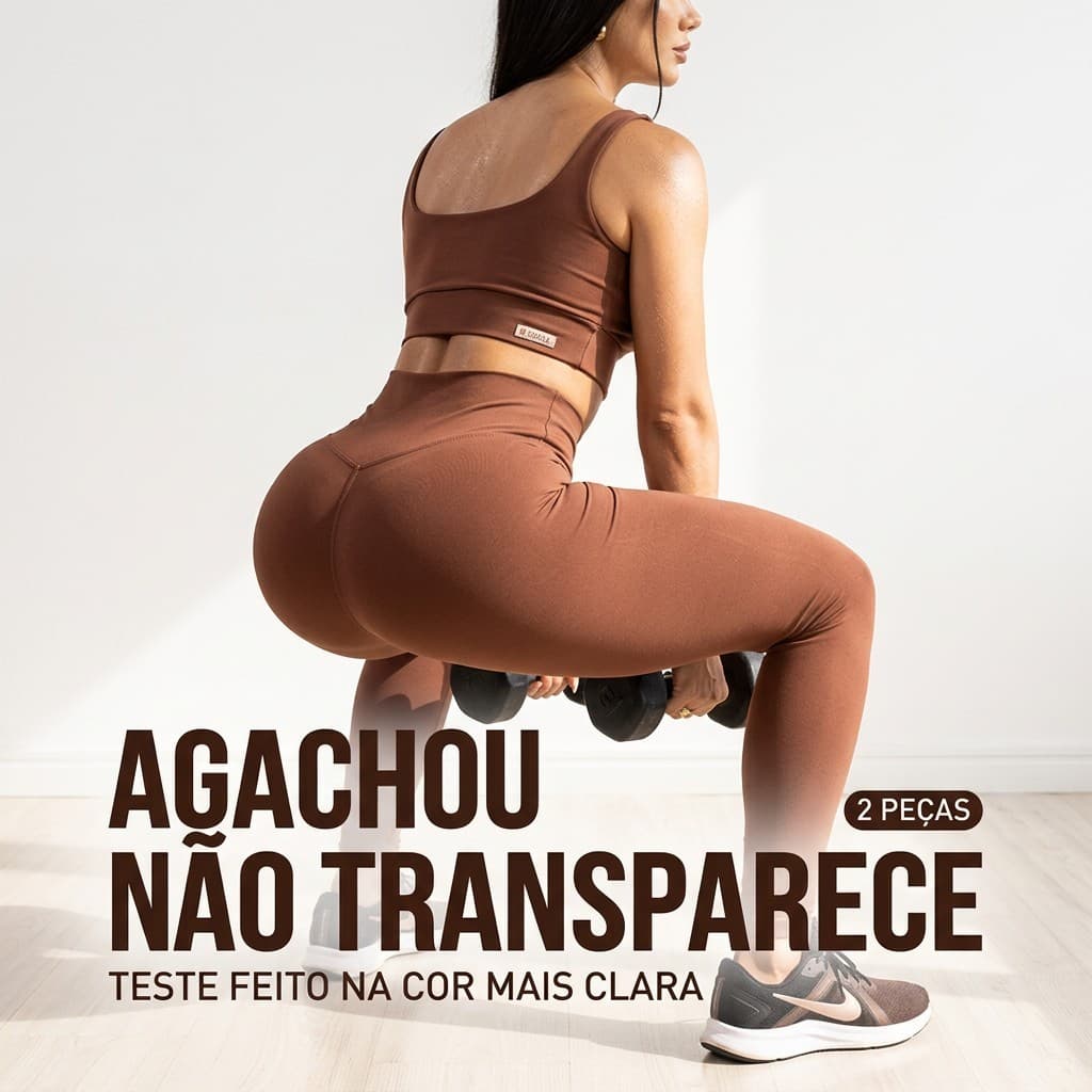 Roupa Fitness Feminina Top Cropped Legging Zero Transparência Alta Sustentação