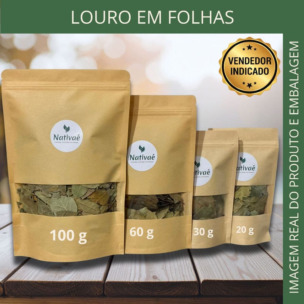 Louro em Folhas Nativaé Tempero Natural Condimento para Feijão Carnes Caldos Molhos Arroz 20g 30g 60g 100g