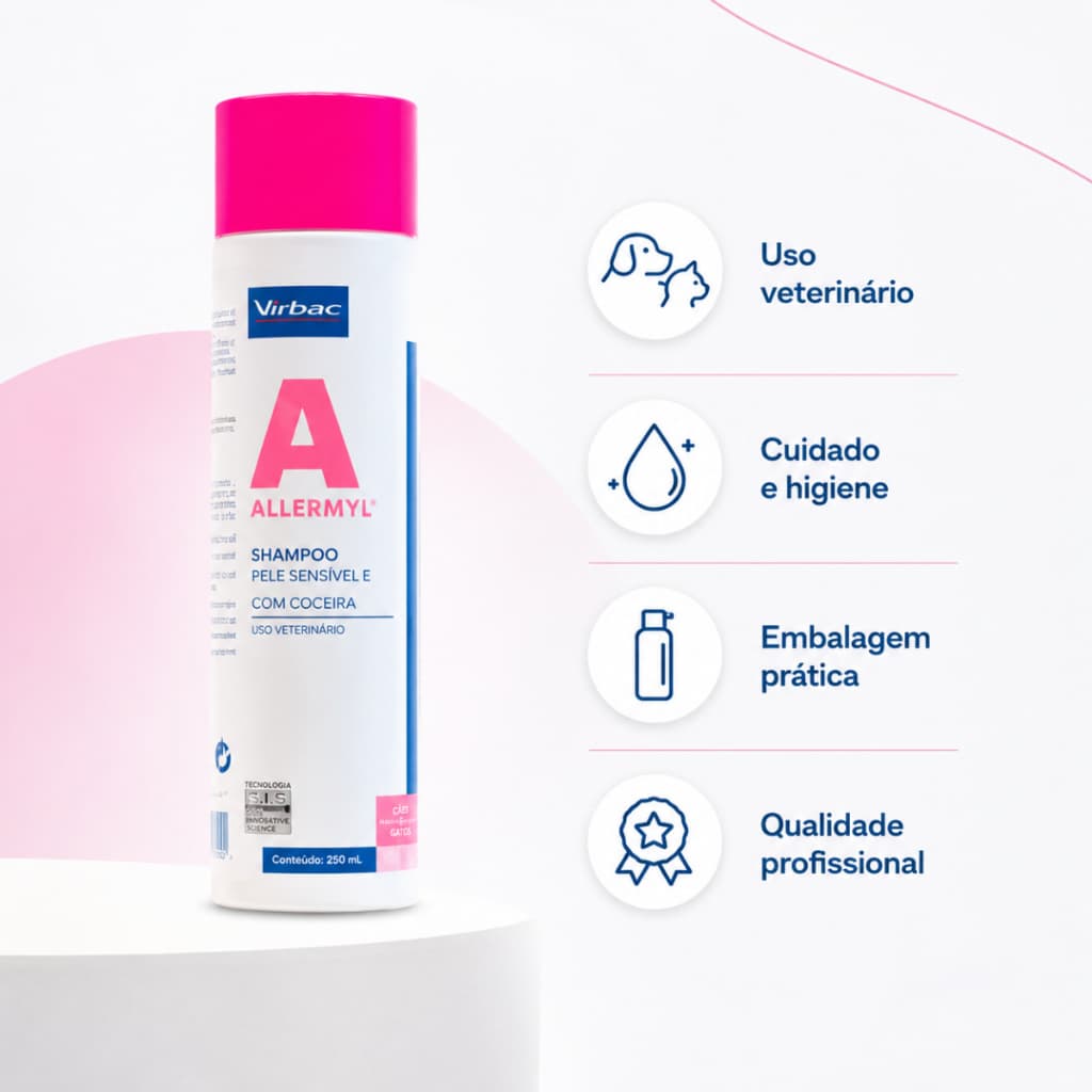 Shampoo Dermatológico Virbac Allermyl Hipoalergênico para Cães com Pele Sensível 250ml