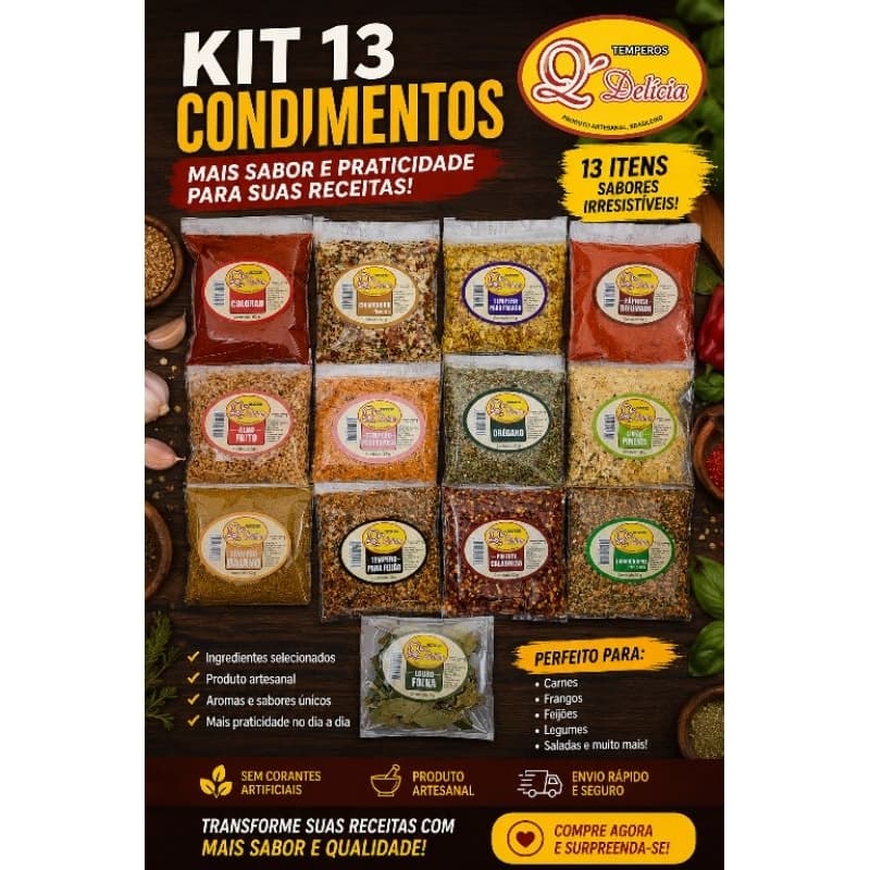 Super Kit Premium  13 Condimentos Naturais Temperos Q Delícia Mais Vendido