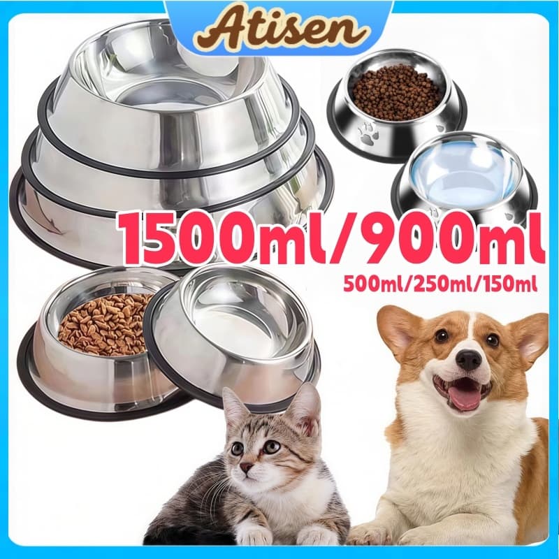 Cachorro Pote De Ração Água E Ração Antiderrapante Resistente Aço Inox para Gatos e Cães