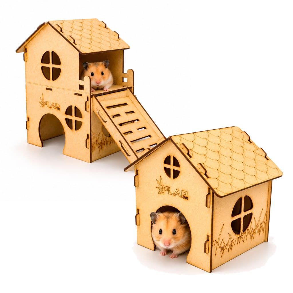 Kit 2 casinhas toca para hamster premium abrigo para roedores flap pet