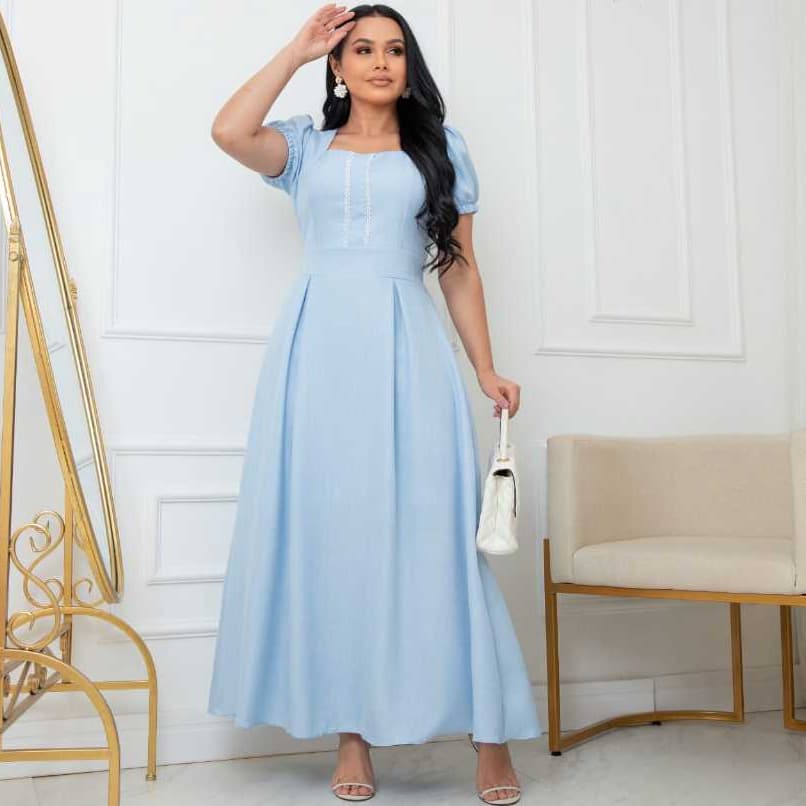 vestido longo feminino evangélico com manga princesa P M G GG  tendencia