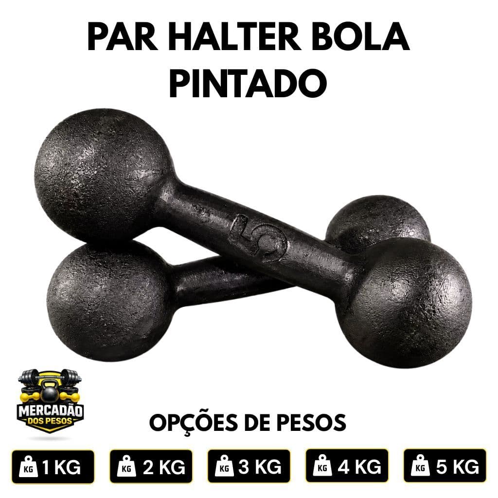 Par Peso Academia Halter Bola 1 a 5 kg Pintado -  Crossfit, Musculação em casa, Pilates, Academia