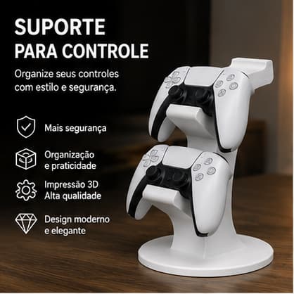 Suporte Duplo para Controle de Videogame PS4 PS5 – Organizador Vertical para 2 Controles – Base Estável