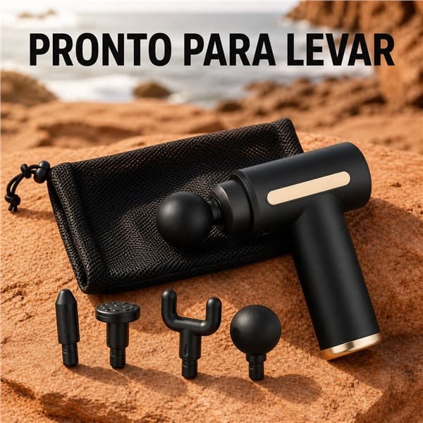 Mini Pistola Massageadora Muscular Portátil com 4 Cabeças para Corpo e Relaxamento