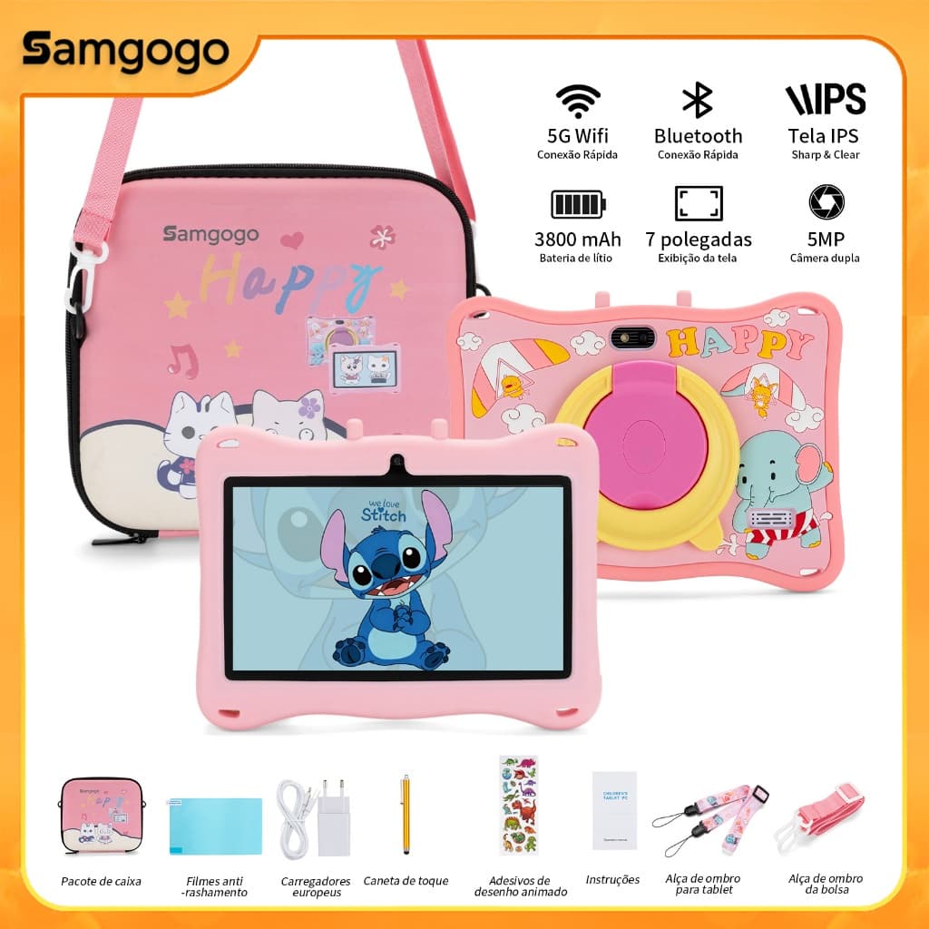 Samgogo Tablet Infantil 7 Polegadas Android com Tela IPS HD e Bluetooth 7inch Roblox