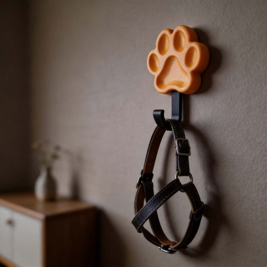 Suporte de Parede Patinha Pet 3D para Organizar Coleira e Guia de Cachorro e Gato Acessório Gancho Organizador Animais