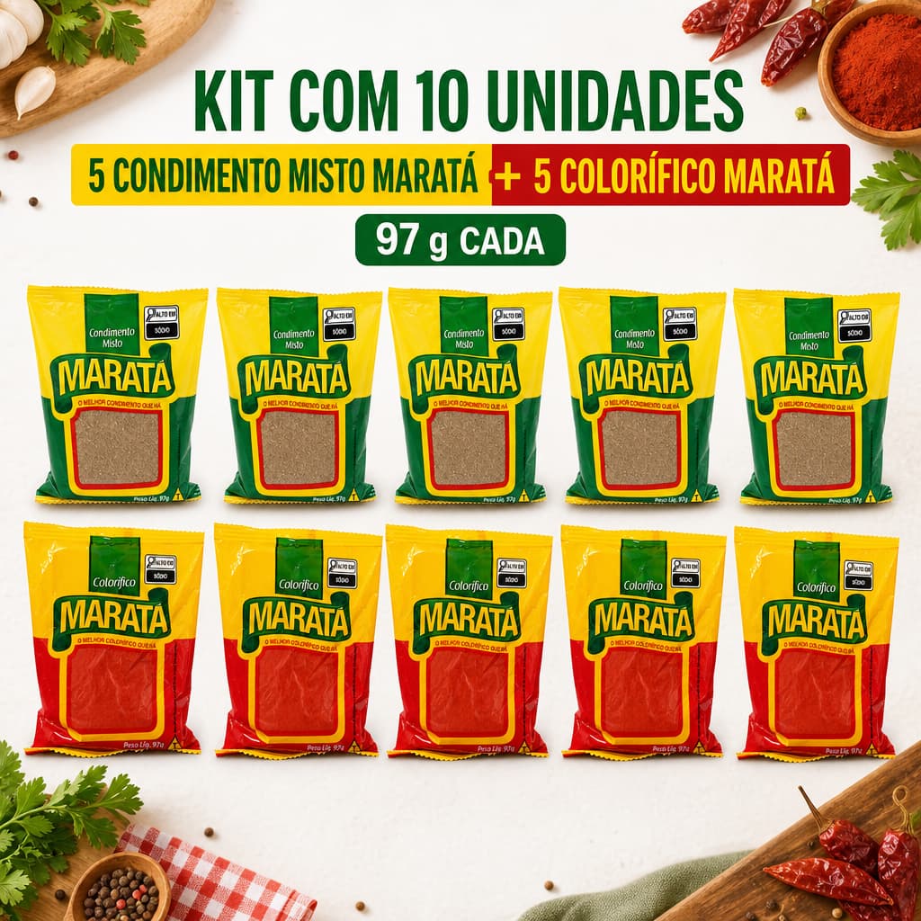 Kit 10 Temperos Marata 970g Colorífico e Condimento Direto da Bahia