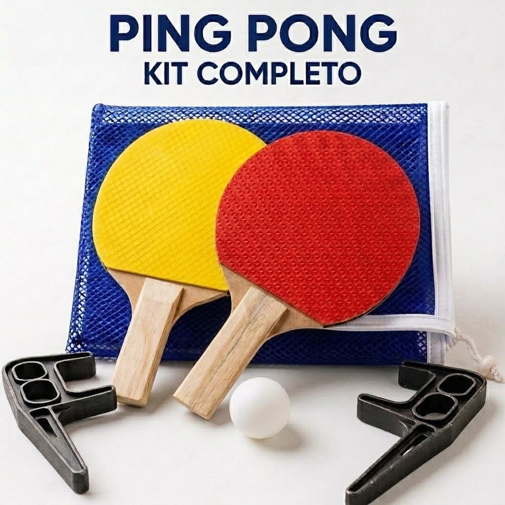 Kit COMPLETO Ping Pong Tenis De Mesa 2 Raquetes 1 Bolinha Suporte mais Rede completo promoção