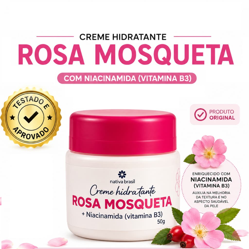 Creme Rosa Mosqueta + Niacinamida 50g clareador facial e corporal olheira  axilas e virilha
