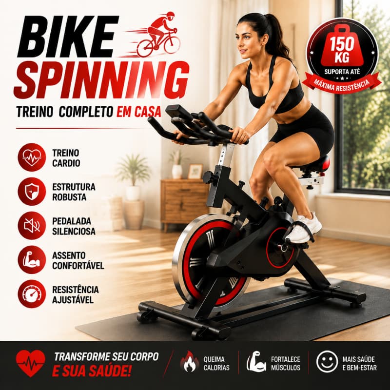 Bicicleta ergométrica, bicicleta de spinning, bicicleta profissional para academia 150 kg,Cor Preto E Vermelho