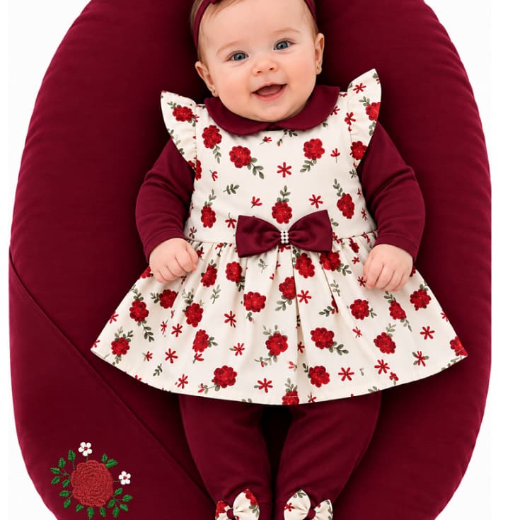 Saída Maternidade Menina Julia 05 peças Roupa de Bebê Menina Recém-Nascido