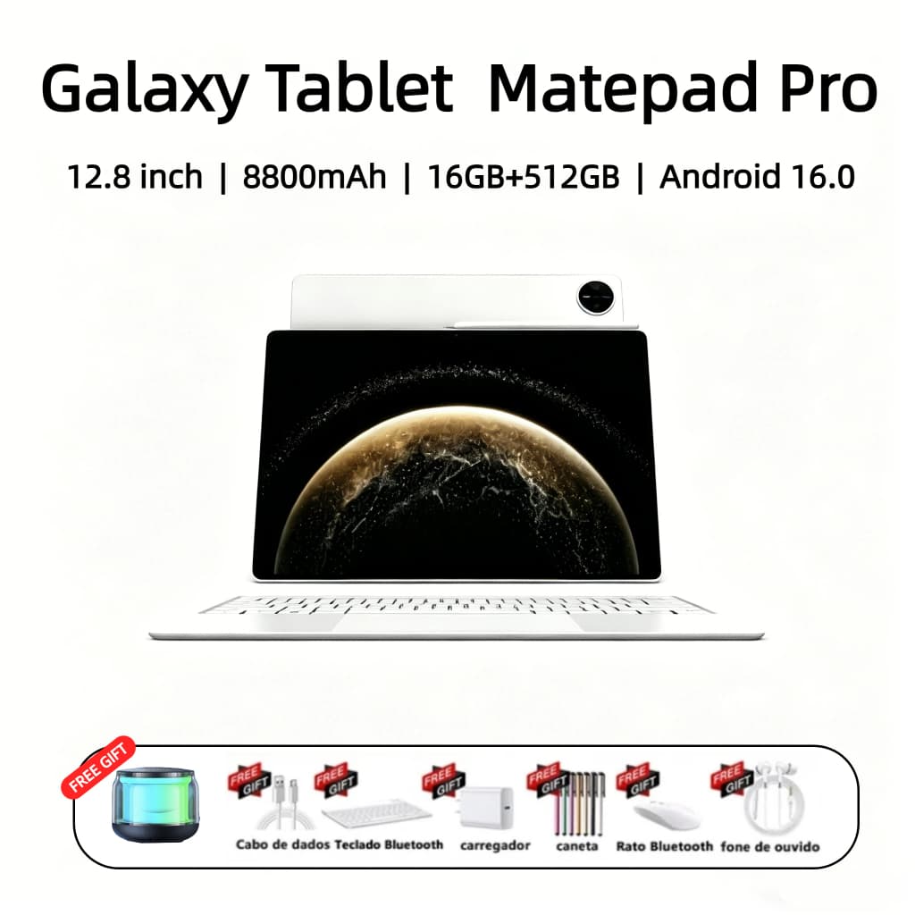 【Teclado + Mouse Grátis】Galaxy Matepad Pro 12.8 polegadas 16GB+ 512GB Bateria de 8800 mAh Tablet Android 5G