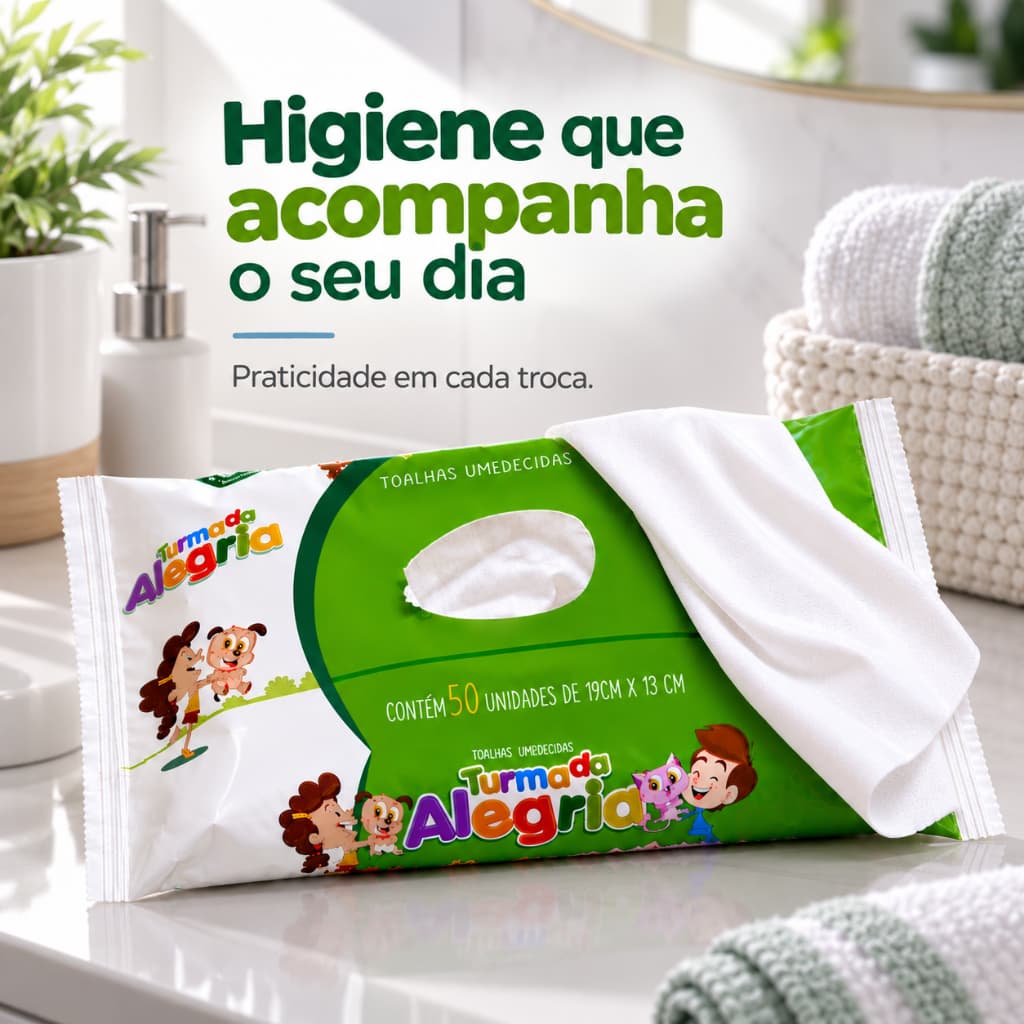 Lenço Umedecido Infantil Kit 50 300 600 Lenços para Bebê Higiene Limpeza Troca de Fralda