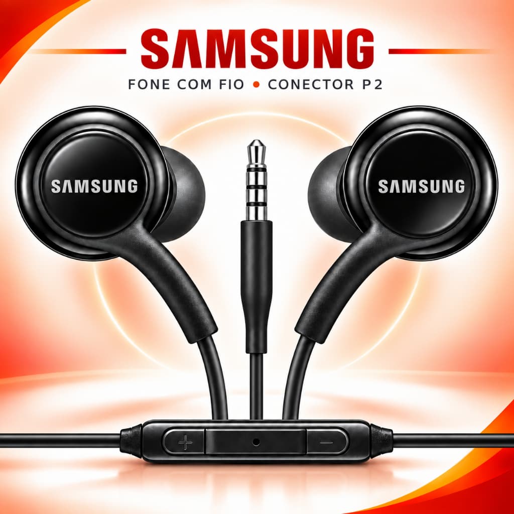 Fone de Ouvido Com Fio Reforçado P2 com Microfone para Celular, PC, Notebook e Consoles