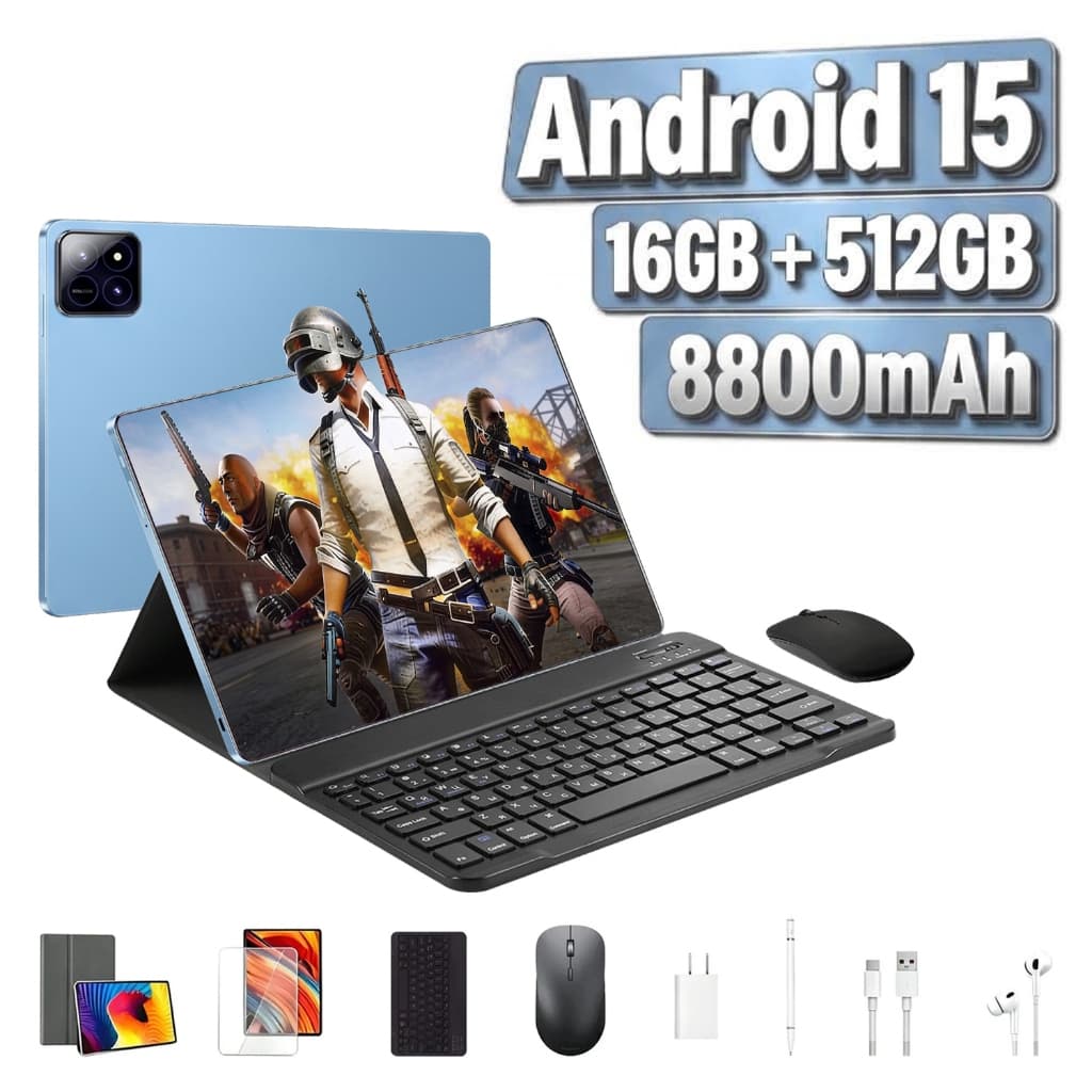ZEENO Tablet Multimídia 11,6 Polegadas 16GB 512GB, Android 15, Processador MTK6799 para Estudo e Jogos