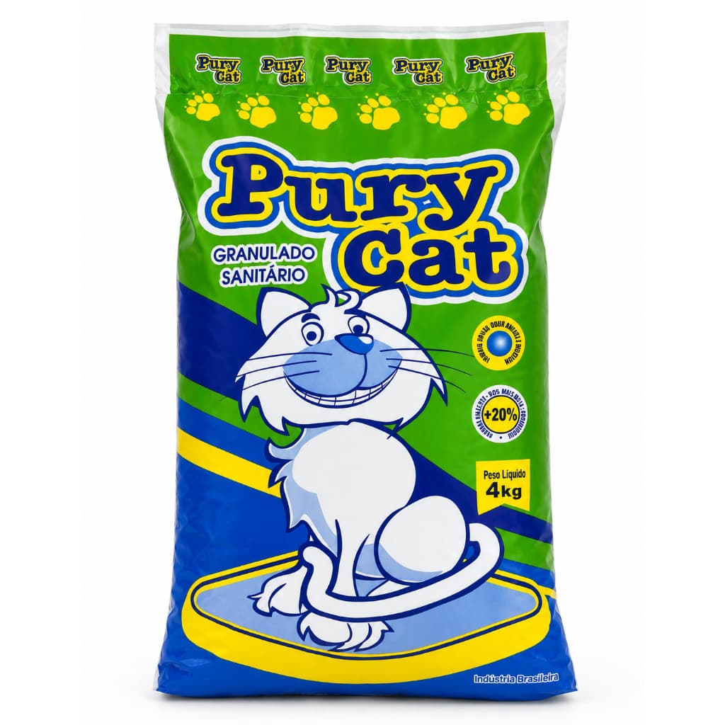 AREIA SANITARIA GRANULADA PARA GATOS 4 KG PURY CAT