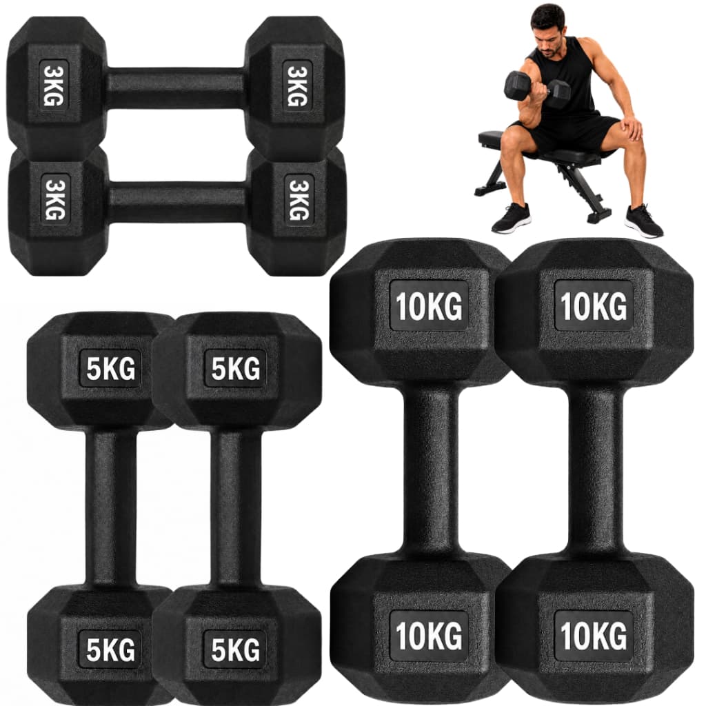 Par Halter Sextavado Emborrachado 3kg 5kg 10kg Academia