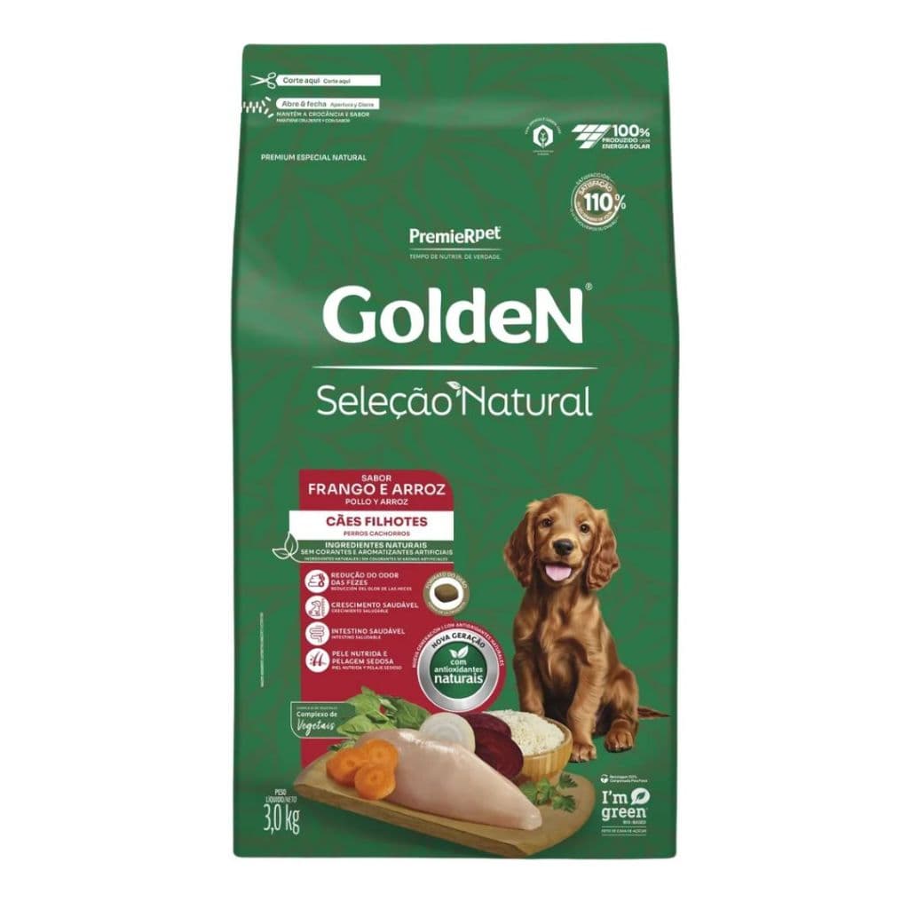 Ração Para Cachorros Filhotes Seleção Natural Frango E Arroz 3kg Golden